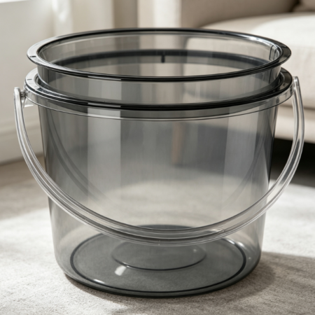 Transparent Gray Stackable Handheld Plastic Bucket