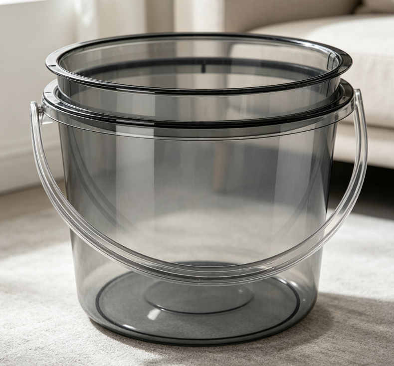 Transparent Gray Stackable Handheld Plastic Bucket