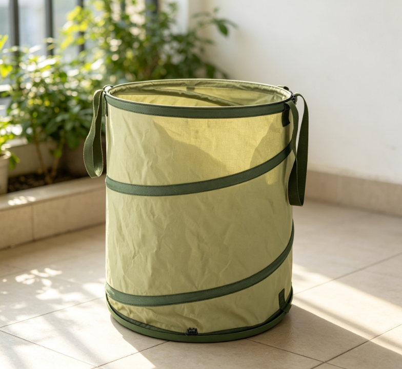 Light Green Spring-Supported Fabric Folding Bucket - Image 2