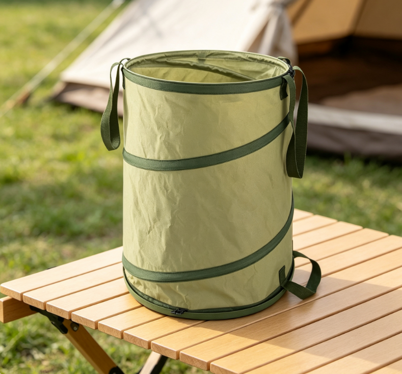 Light Green Spring-Supported Fabric Folding Bucket