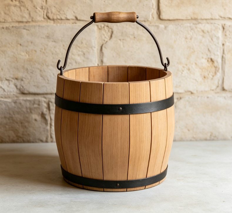 Carefully Selected Seamless Wooden Bucket, Retro Photography Prop - Image 2