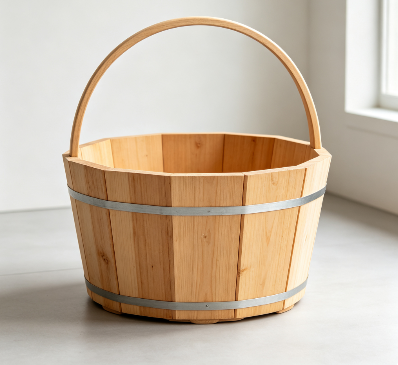 Rustic Cedar Wood Hand-held Bucket, Creative Decorative Water Bucket for Balconies - Image 2
