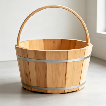 Rustic Cedar Wood Hand-held Bucket, Creative Decorative Water Bucket for Balconies