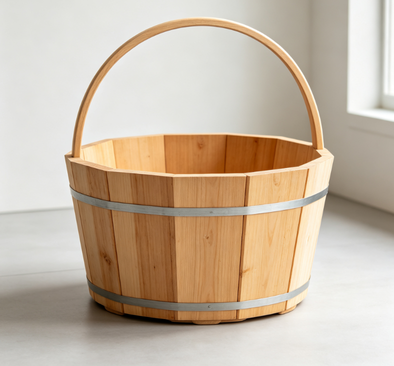 Rustic Cedar Wood Hand-held Bucket, Creative Decorative Water Bucket for Balconies