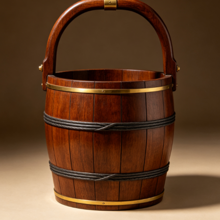 Moisture-resistant and Corrosion-resistant Oak Handle Bucket, Solid Wood Water Bucket for Gardens and Plants