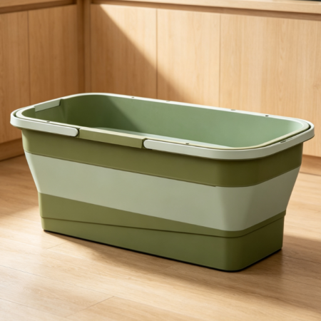 Light Green Rectangular Folding Cleaning Bucket