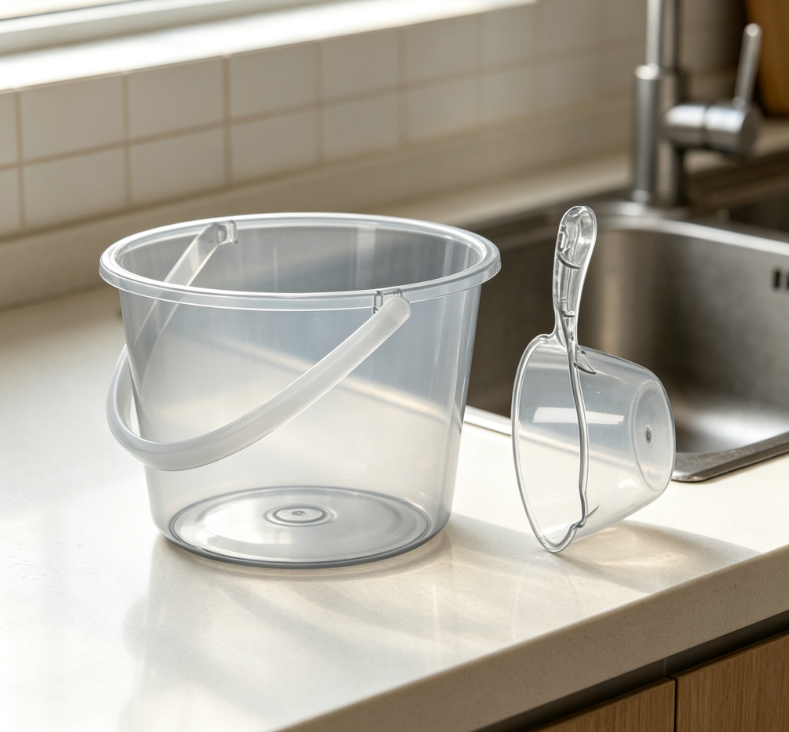 Transparent Household Handheld Bucket (with Water Ladle) - Image 2