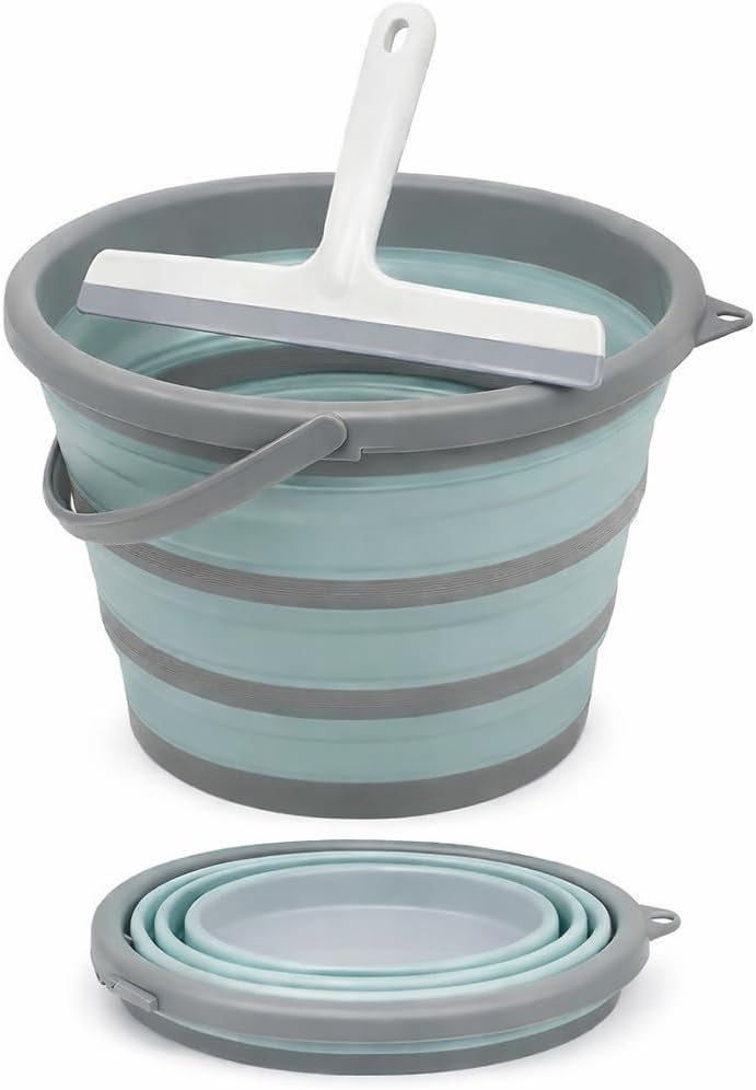 Folding Bucket, 10 Liters (2.6 Gallons), Suitable for Home, Outdoor Camping, Beach, and Car Wash