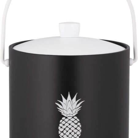 3-Quart Ice Bucket with Acrylic Lid and Handle, Pineapple Pattern