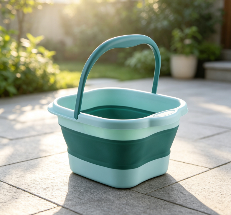 Color-Blocking Square Folding Bucket, Household Telescopic Foot Bath Bucket, Portable Handheld Laundry Water Storage Basin - Image 2