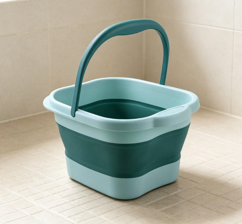 Color-Blocking Square Folding Bucket, Household Telescopic Foot Bath Bucket, Portable Handheld Laundry Water Storage Basin