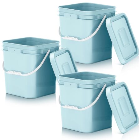 Food-Grade Square Bucket with Lid and Plastic Handle, Suitable for Food Storage, Camping, Fishing, and Home Storage