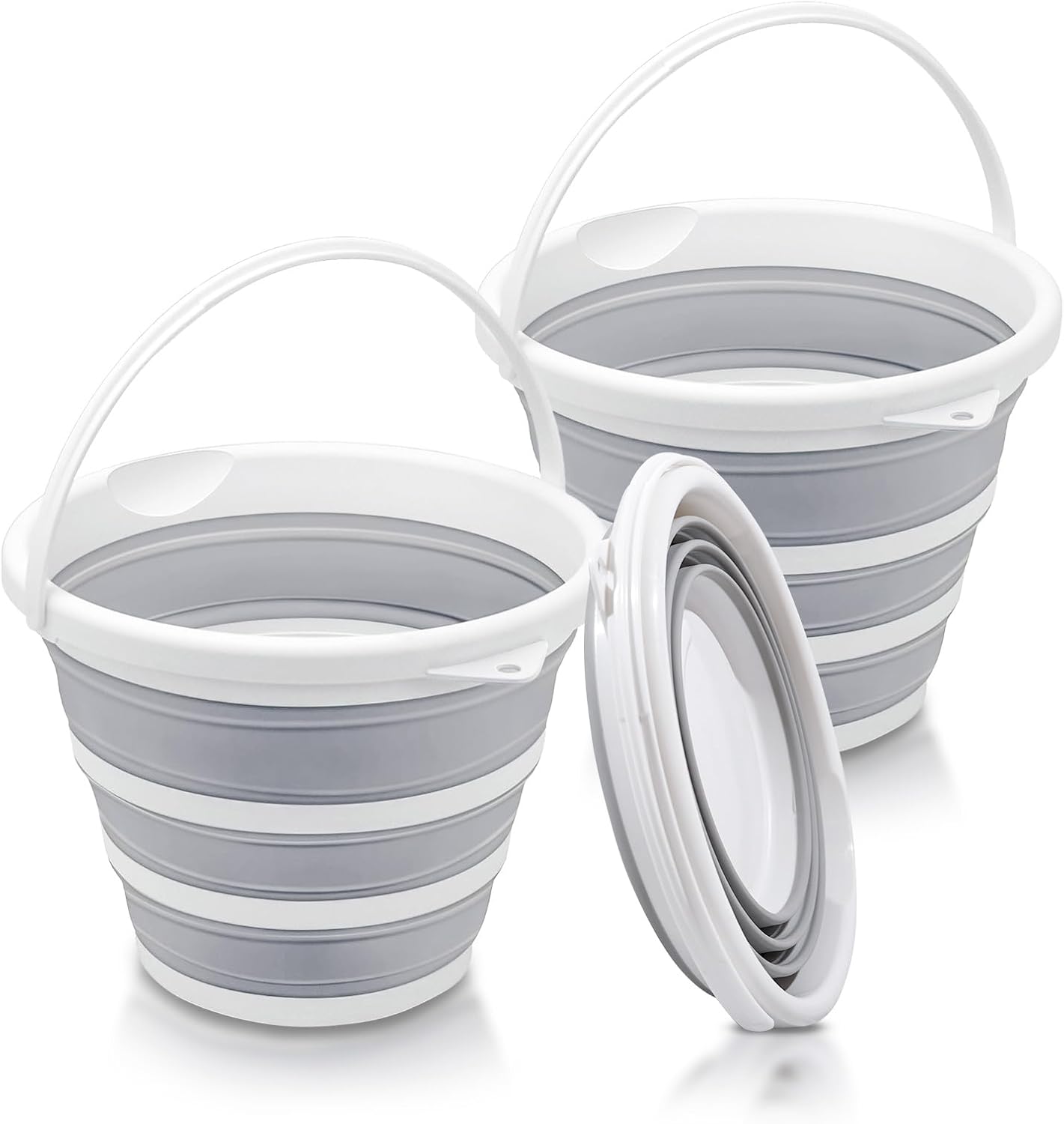 2-Pack Collapsible Buckets, 2.6 Gallons (10 Liters) Large Capacity, Suitable for RV Travel, Gardening, Car Washing, and Camping