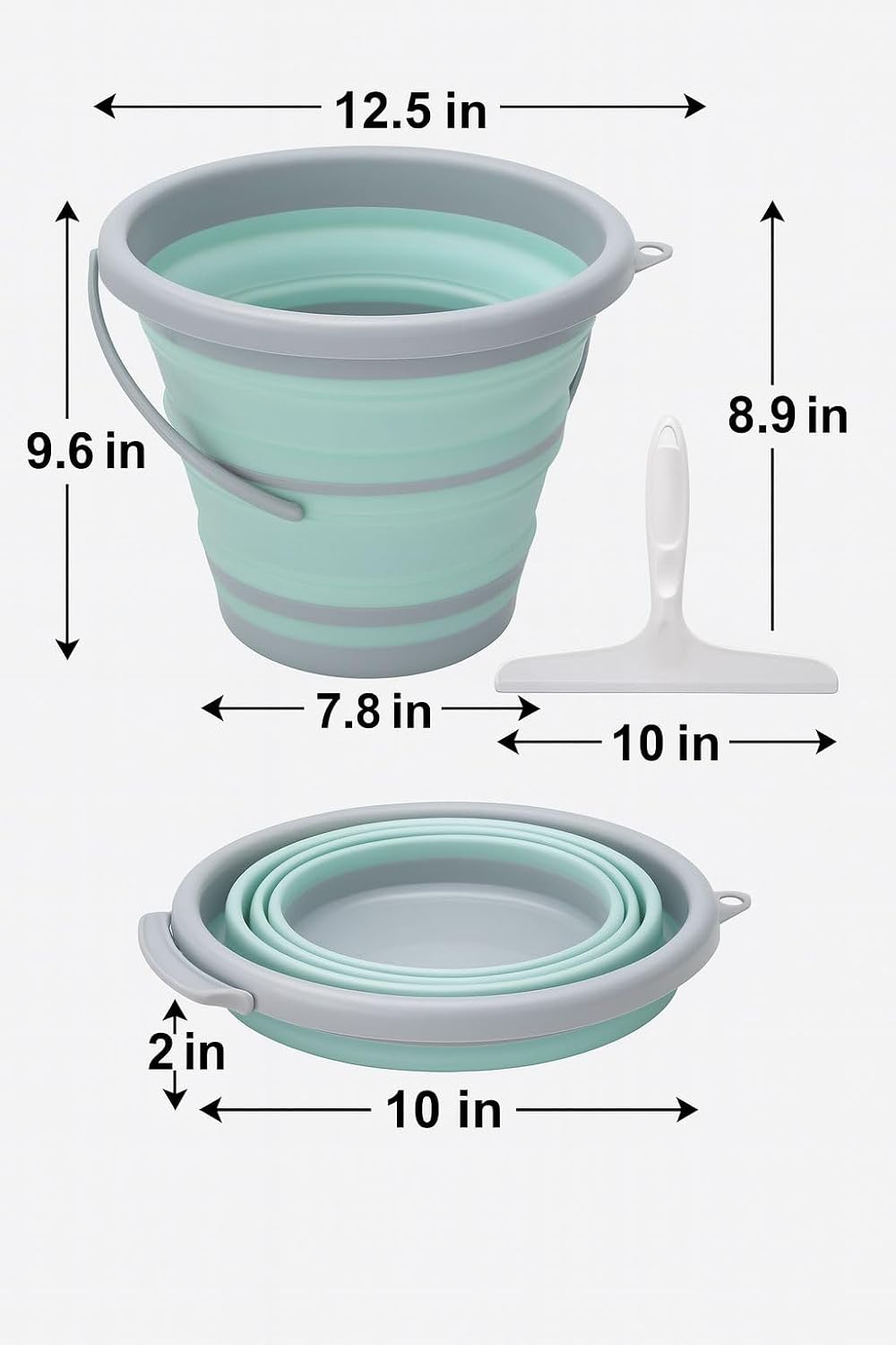 Folding Bucket, 10 Liters (2.6 Gallons), Suitable for Home, Outdoor Camping, Beach, and Car Wash - Image 2