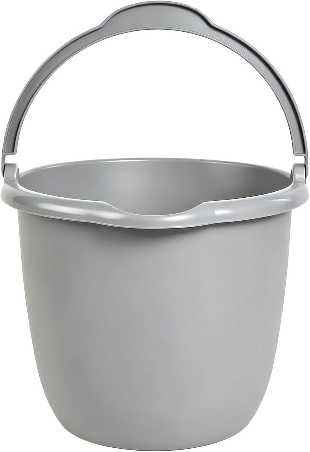 Plastic Bucket with Rotating Handle and Pour Spout, Gray | Angled Opening Design, Easy-to-Lift Handle, Smooth Surface for Easy Cleaning