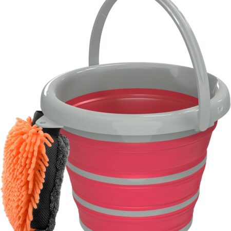 Folding Car Wash Bucket, 10L (2.6 Gallons) Portable Folding Bucket with Handle