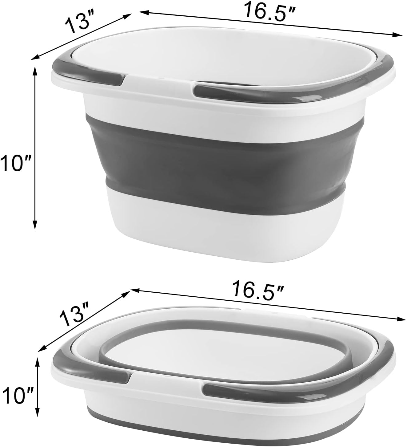 2-Pack 16L (4.2 Gallon) Folding Plastic Buckets, Folding Mop Buckets/Laundry Baskets with Handles, Portable Buckets, Space-Saving - Image 2