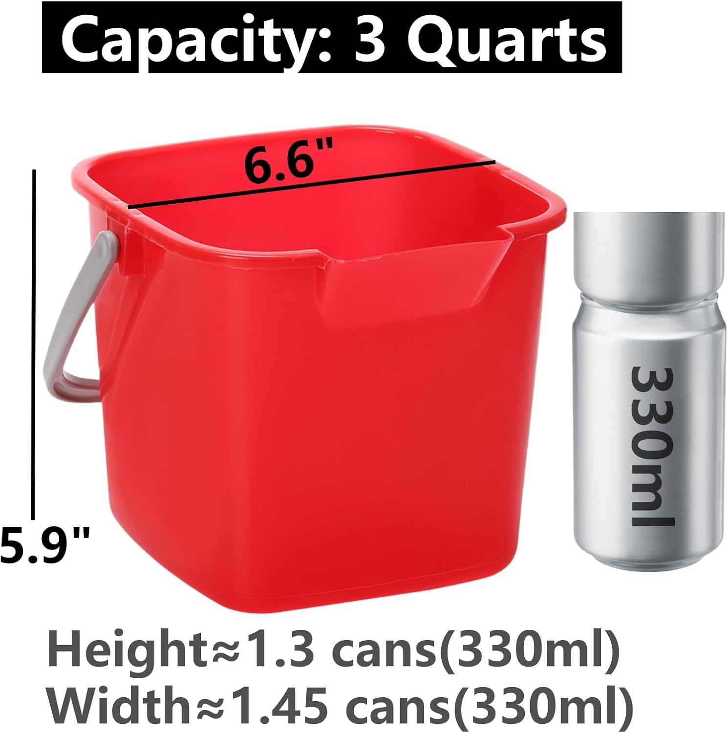 4-Piece Bucket Set, 3-Quart Small Cleaning Buckets with Pour Spout and Handle - Image 2