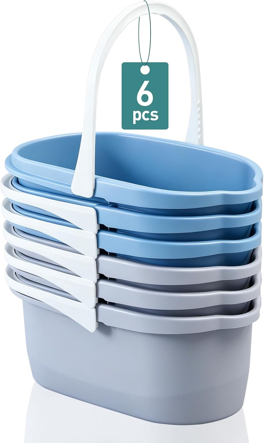 3-Gallon/12-Quart Large Cleaning Buckets, 6-Pack, Suitable for Window Cleaning, Car Washing, and Everyday Household Cleaning